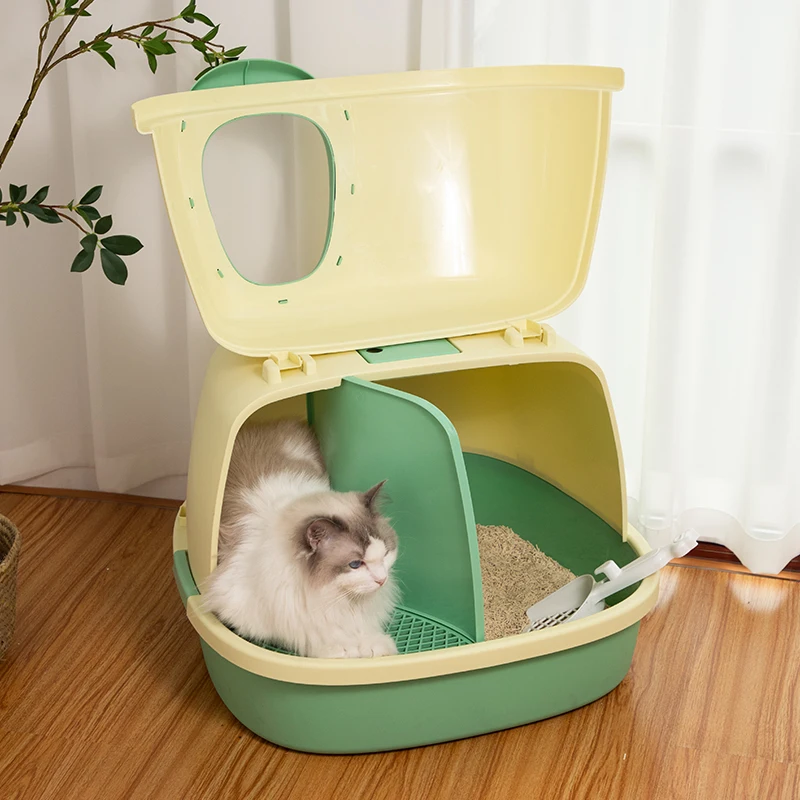 

Sandbox Enclosed Cat Bedpans Deodorization Big Toilet Leak Proof Cat Bedpans Covered Box Areneros Para Gato Pet Products QF50CB