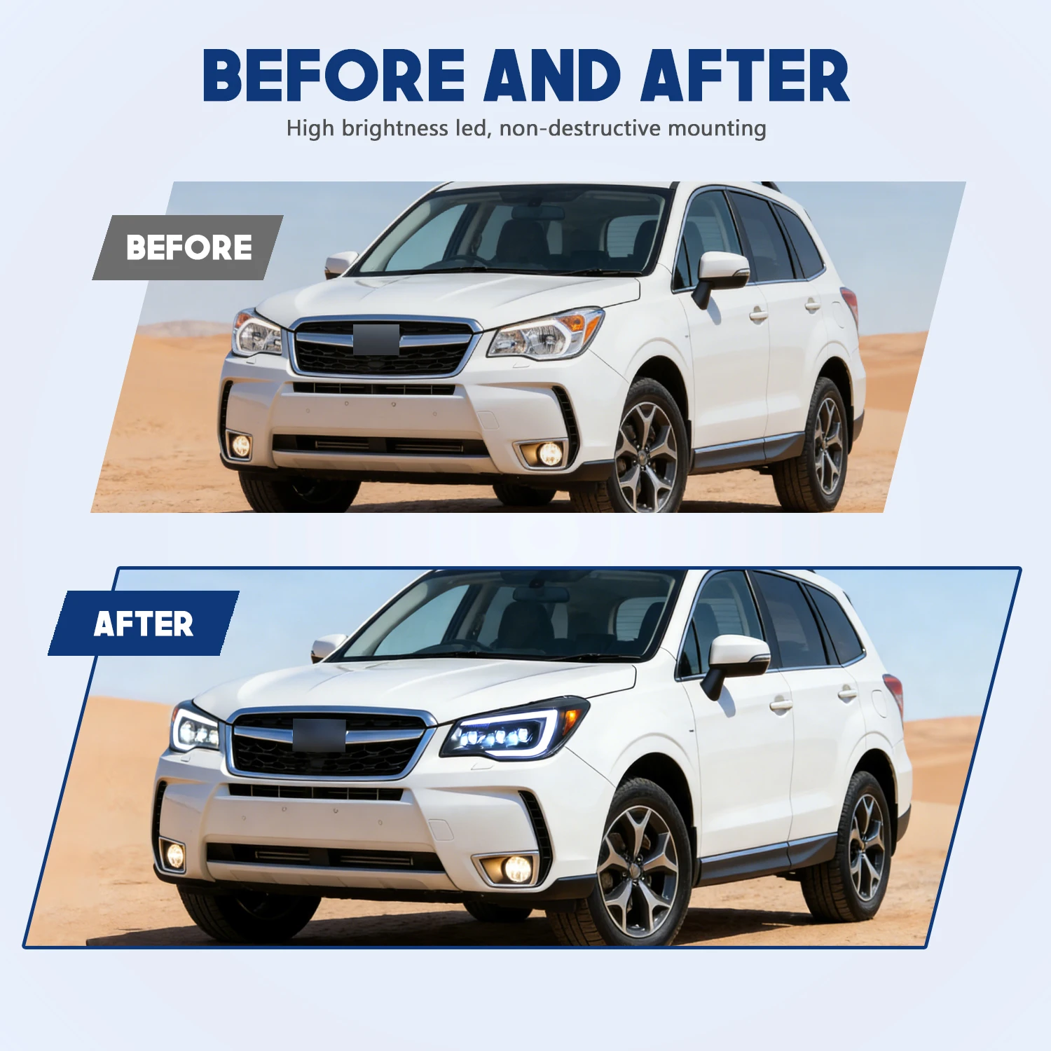 Светодиодные фары HCMOTIONZ для Subaru Forester 2013-2018 с анимацией при запуске, комплект передних фар (art.: 3920d8ea67903) - 3920d8ea67903