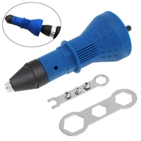 6 inch blue plastic electric rivet conversion head rivet adapter with 4 nozzles and 2 hex wrenches for riveting accessories