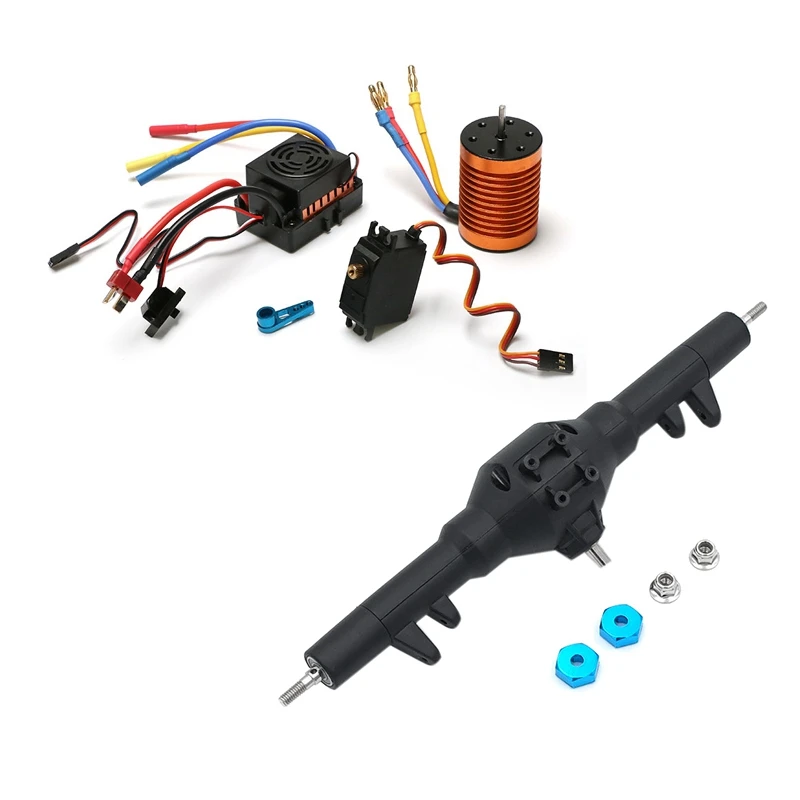 

2 Pcs RC Car Part: 1 Pcs Motor ESC Receiver Remote Controller Servo Set & 1 Set Metal Rear Differential
