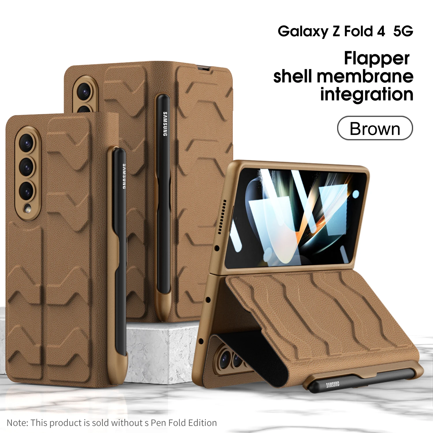 

Чехол Conelz для Samsung Galaxy Z Fold 4, магнитный шарнир, слот для ручки, переднее стекло, пленка, подставка, Жесткий Чехол из поликарбоната, держатель для карт