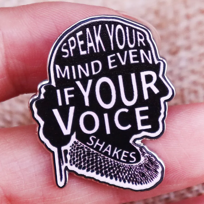 

XM-funny 'Speak your mind even if your voice is trembling' inspirational lapel pin badge jewelry gift brass metal badge