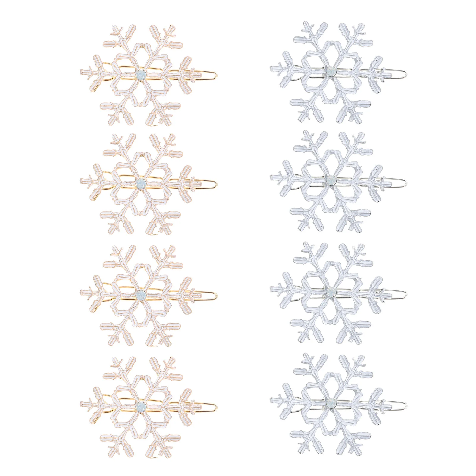 

8 Pcs Snowflake Hairpin Christmas Metal Spray Lovely Wedding Clips Crystal Alloy