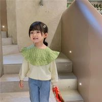 freely move autumn lovely kids girls boys sweatshirt tops color patchwork long sleeve peter pan collar pullover outwear