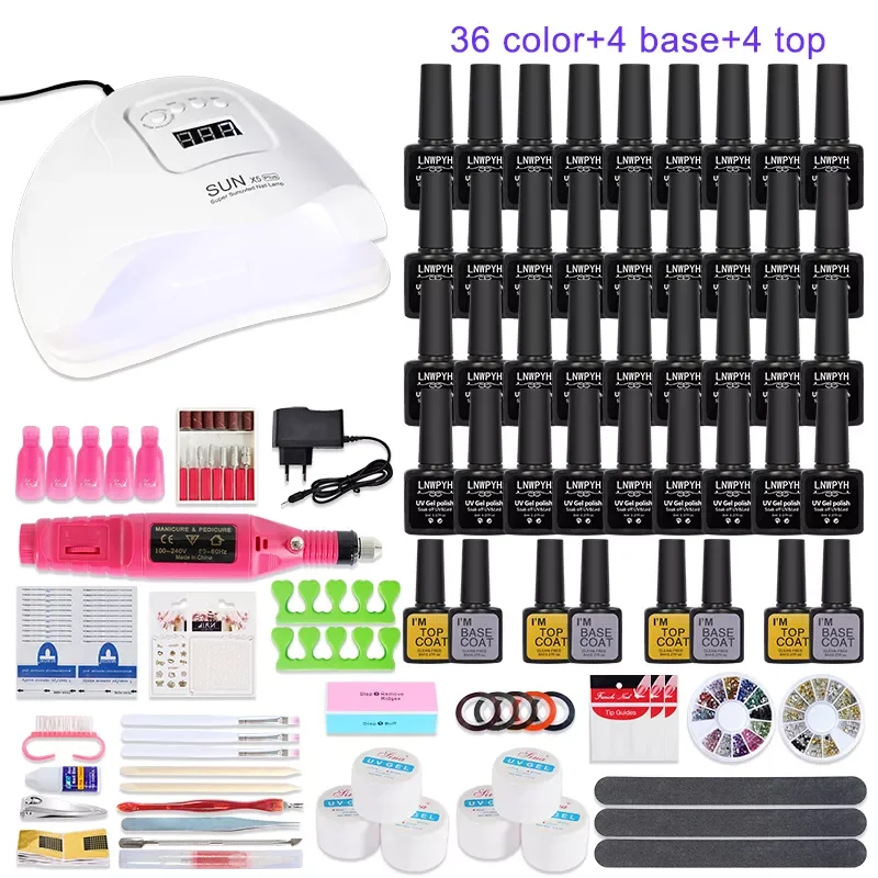 

Nail Set 54W UV Lamp Nail drying With Multiple nail polishes nail Gel Polish Kit Manicure Set electric Nail drill Nail Tools Set