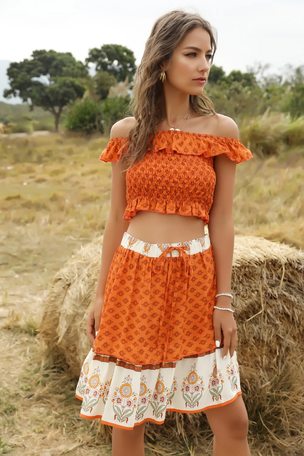 

New women's casual printed short-sleeve suit