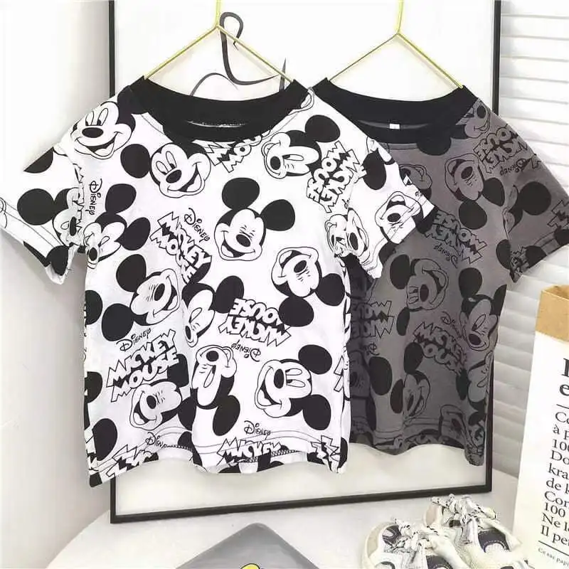 

Детская Хлопковая футболка с коротким рукавом, с мультяшным принтом