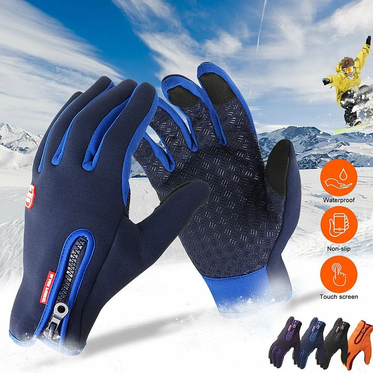 

Autumn And Winter Zipper Outdoor Sports Driving Gloves Warm Windproof Waterproof Gloves Touch Screen Gloves Men And Women Gloves