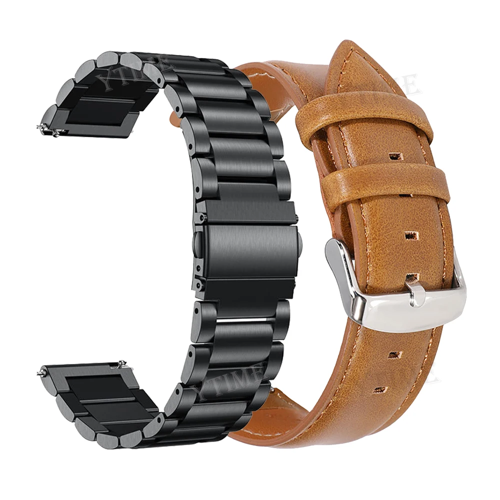 

22mm Leather Metal Bracelet For Huami Amazfit GTR 47mm Wrist Strap For Amazfit Pace/Stratos 1 2 3/GTR2/GTR 2e/GTR3 Pro Watchband