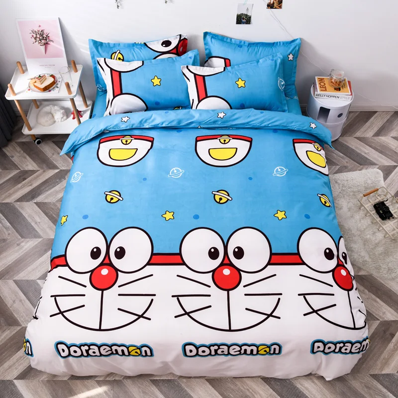 

Cartoon Doraemon Printed Bedding Set Adult Children Kids Bedroom Decor Bed Linen Sets Twin Full Queen King Size Duvet Cover Sets