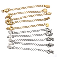 10-20pcs Stainless Steel Extension Tail Chain Lobster Clasps Connector Extended Chain for Bracelet Necklace Jewelry Making DIY