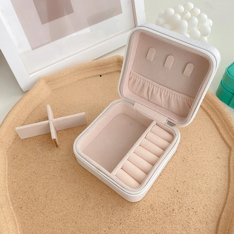 Portable Jewelry Storage Box Organizer Display Travel Jewelry Zipper Case Box Earrings Necklace Rings Jewelry Box