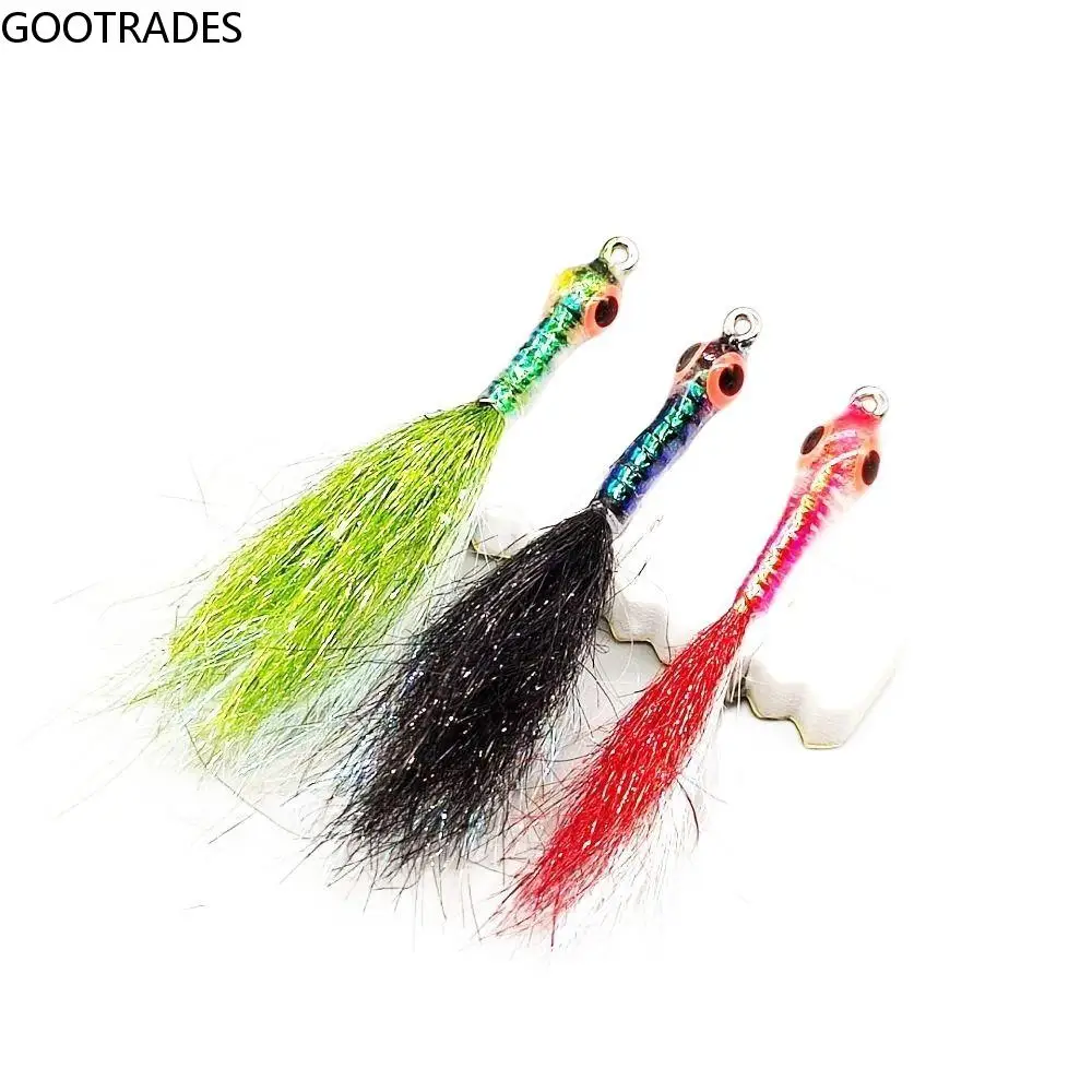 

1PC Stainless Steel Hook 3D Fish Eye Epoxy Minnow Streamer Fly Ice Dubbing Saltwater Fishing Trout Lure Baits
