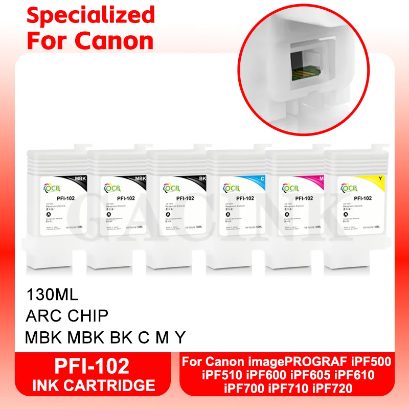 PFI-102 PFI102 Многоразовый картридж с чипом ARC для Canon imagePROGRAF iPF500 iPF600 iPF700 iPF510 iPF605 iPF610 iPF710