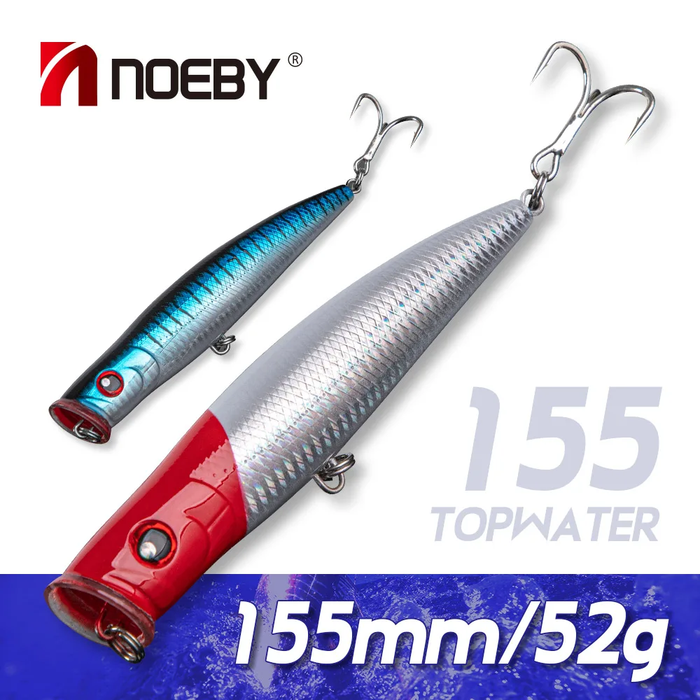 

Noeby Popper Fishing Lures 155mm 52g Topwater Wobblers Artificial Surface Hard Bait for Tuna GT Saltwater Fishing Tackle