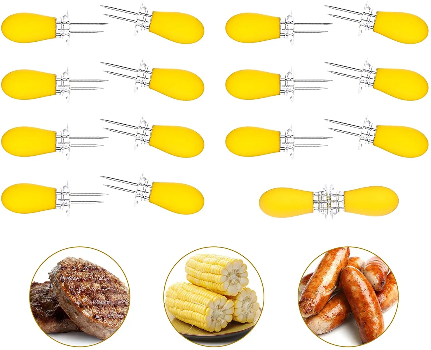 

Corn Holders, 16Pcs/8 Pairs Stainless Steel Corn On The Cob Sweetcorn Corn Skewers, Interlocking Double Fork for BBQ Camping Out