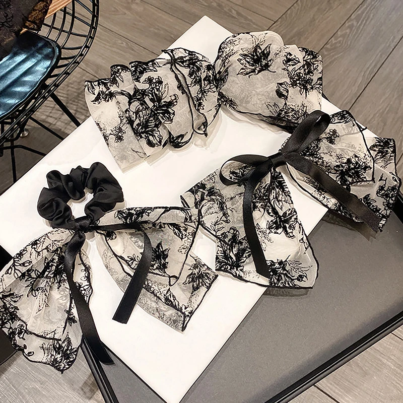 

Large Lace Bow Hair Rope Embroidered Bowknot Sweet Ribbon Hairpin Girl Headdress Top Clip Korean Style Hair Accessories