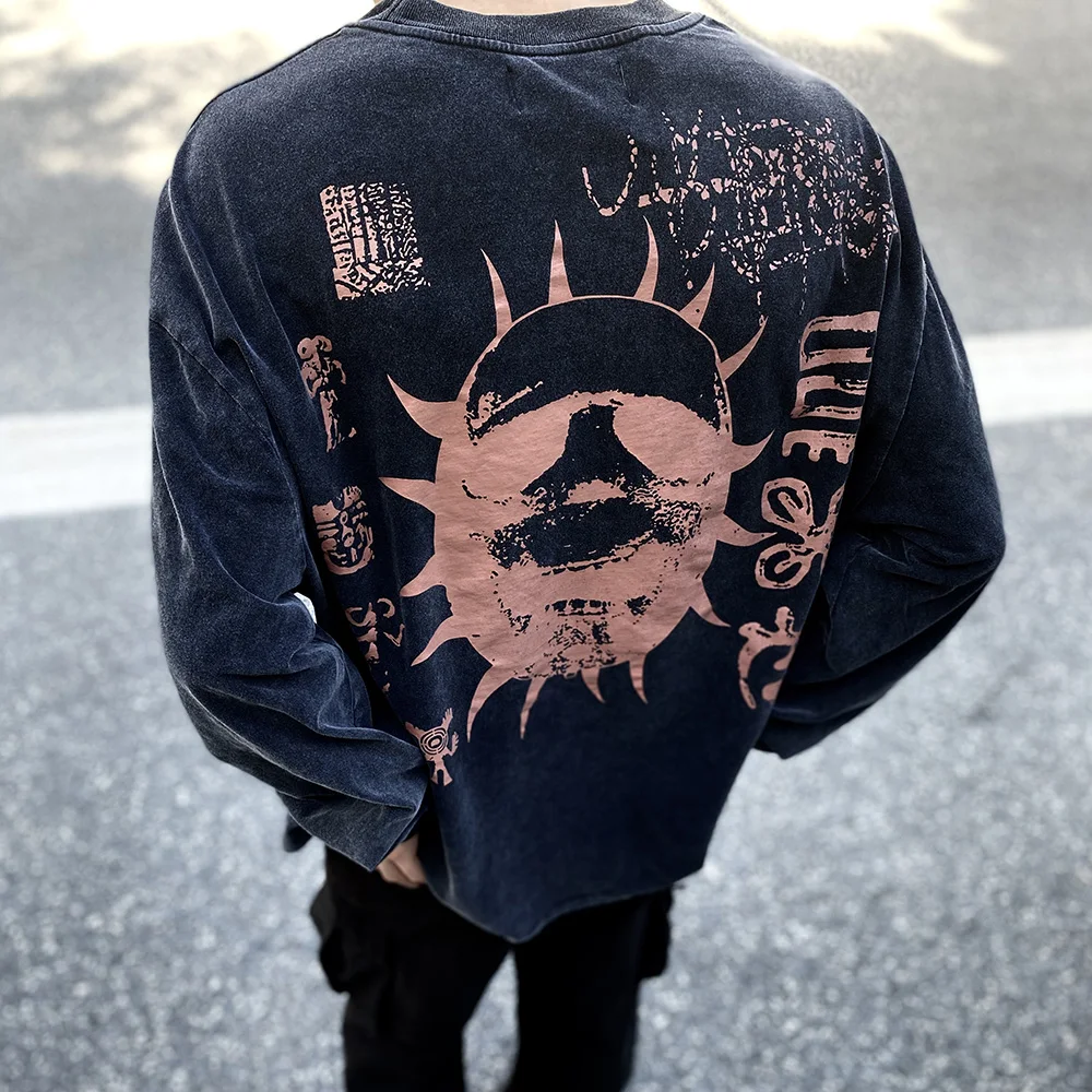 

Y2k Streetwear Graffiti Washed Long Sleeve Tshirts for Men and Women Pullover O Neck Ropa Hombre Casual Baggy Top Tees Oversized