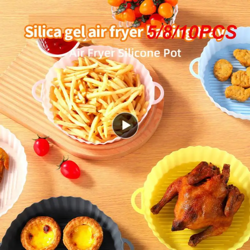 

5/8/10PCS Silicone Air Fryers Oven Baking Tray Air Fryer Inner Liner Airfryer Accessories Fried Pizza Chicken Mat Air Fryer