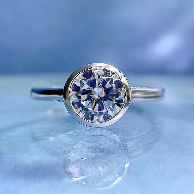 

Женское кольцо с бриллиантами 7 мм, обручальное кольцо с бриллиантами круглой формы белого цвета для женщин из Европы и Америки