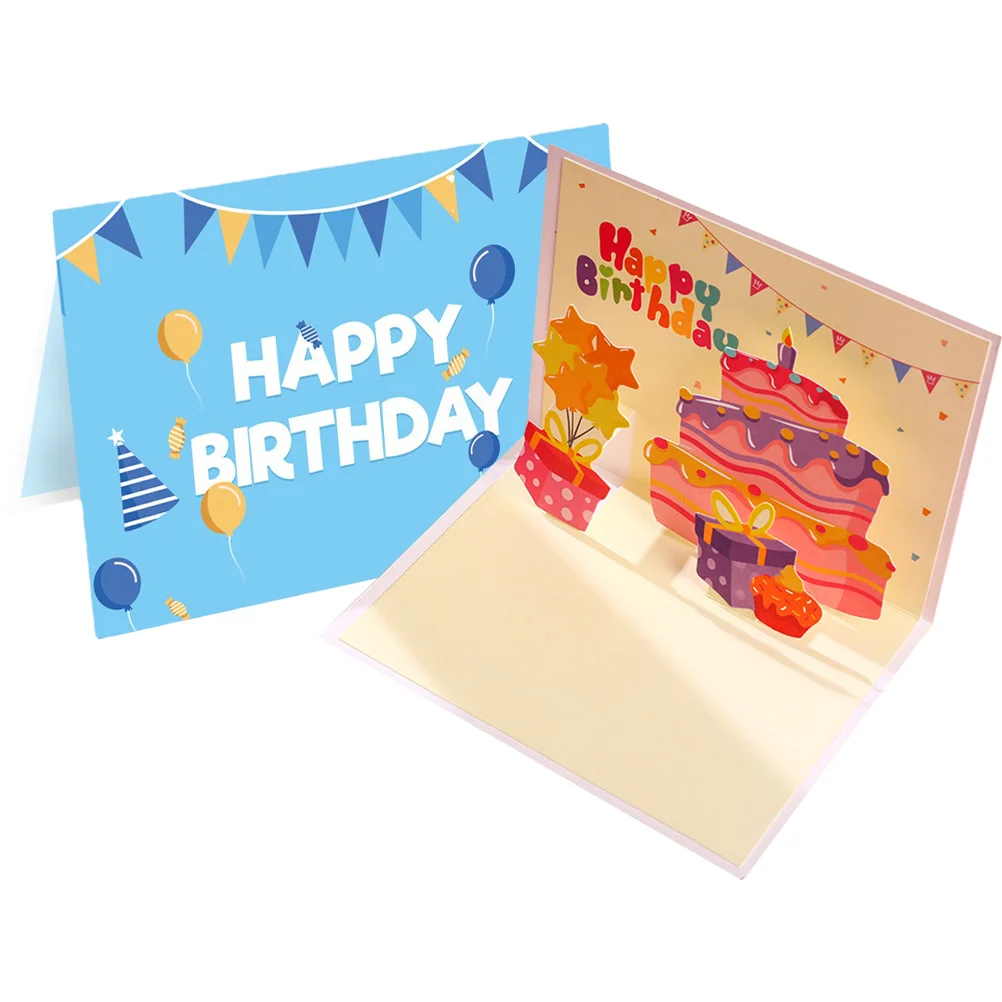 

2pcs Birthday Supplies Birthday Cards Birthday Blessing Cards Creative 3D Birthday Cards Birthday Gift Cards
