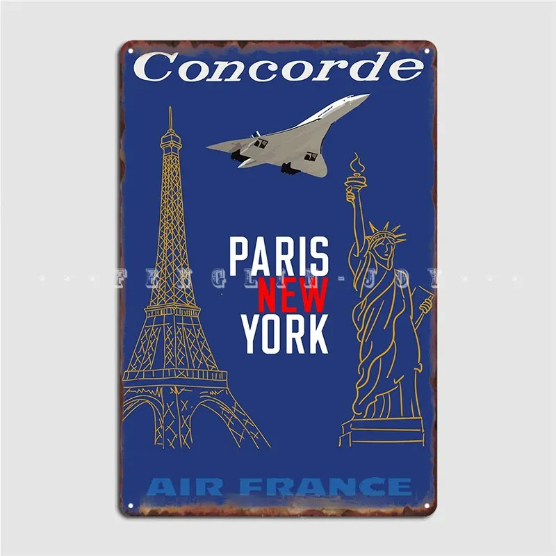 

Concorde Paris New York Metal Sign Vintage Pub Garage Wall Decor Pub Tin Sign Poster