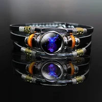 12 constellation zodiac luminous bracelet genshin impact bracelet glow in the dark leather bracelet men women birthday gift