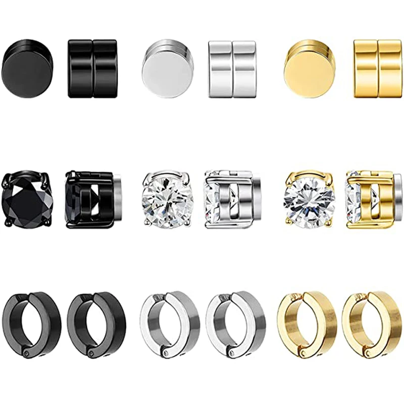 

9 пар, мужские серьги-гвоздики из нержавеющей стали