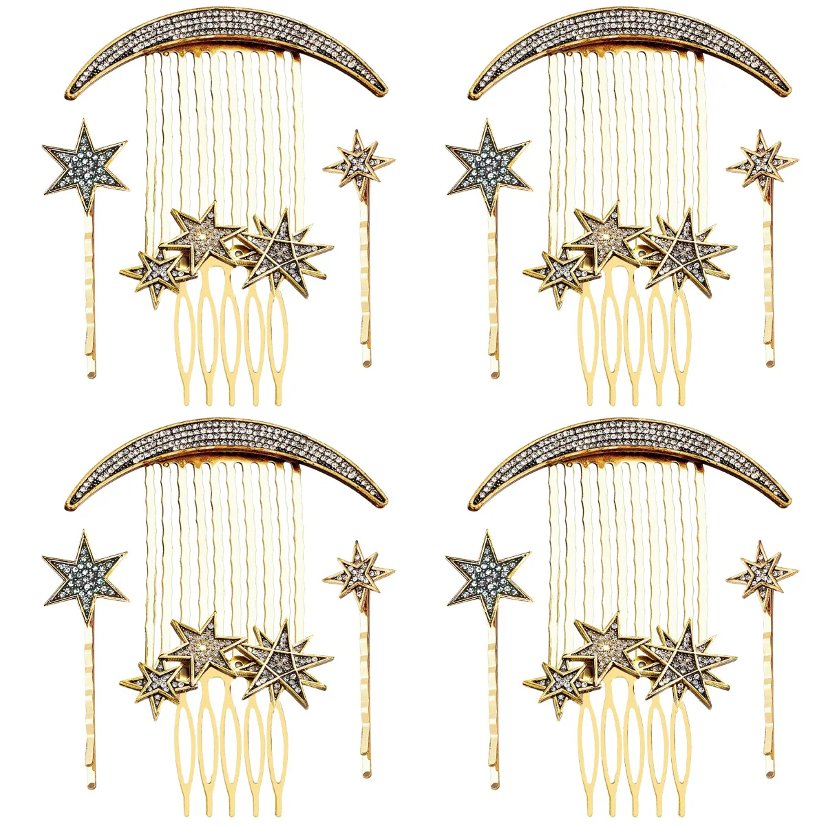 

4x Vintage Hair Comb Clips Bulk Hair Accessories Crystal Hair Clips For Hair Jewelry
