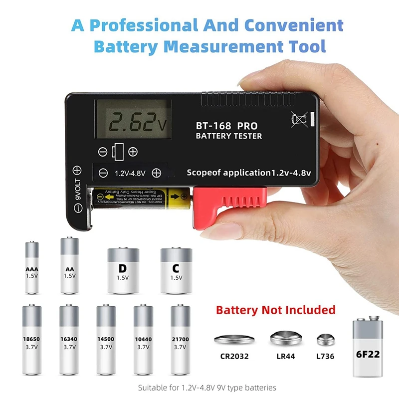 

2 шт., универсальный тестер батарей, с ЖК-дисплеем (модель: BT - 168 PRO)