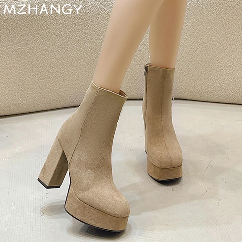 Замшевые женские ботильоны со шнуровкой цвет в ассортименте