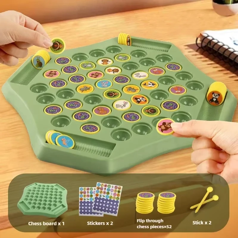 Фото Настольная игра с изображением животных Flip Chess Splendor Duel, стратегическая игра для детей и взрослых, забавная семейная вечеринка, логическая игра с шахматными треками, настольная игра №3