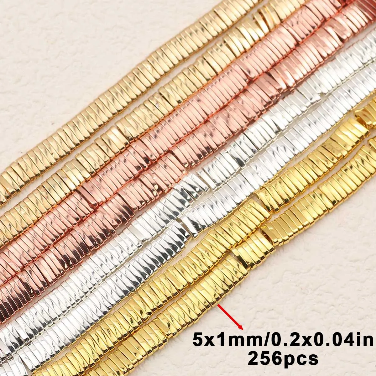 Позолоченные прямоугольные двойные отверстия гематита 5x1 мм