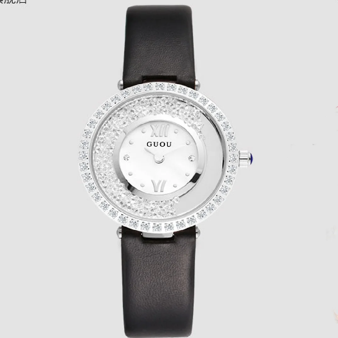 Fashion GUOU Luxury Diamond Lady Thin case Exquisite Rhinestone Watches Women's Clock montre femme reloj mujer relogio feminino enlarge