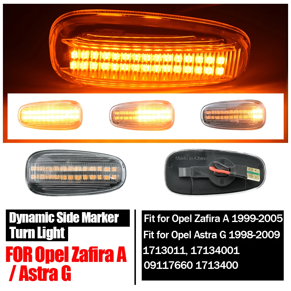Фото 2x динамический указатель поворота для Opel Zafira A 1999-2005 для Opel Astra G 1998-2009, боковой габаритный фонарь, последовательный поворотник №4