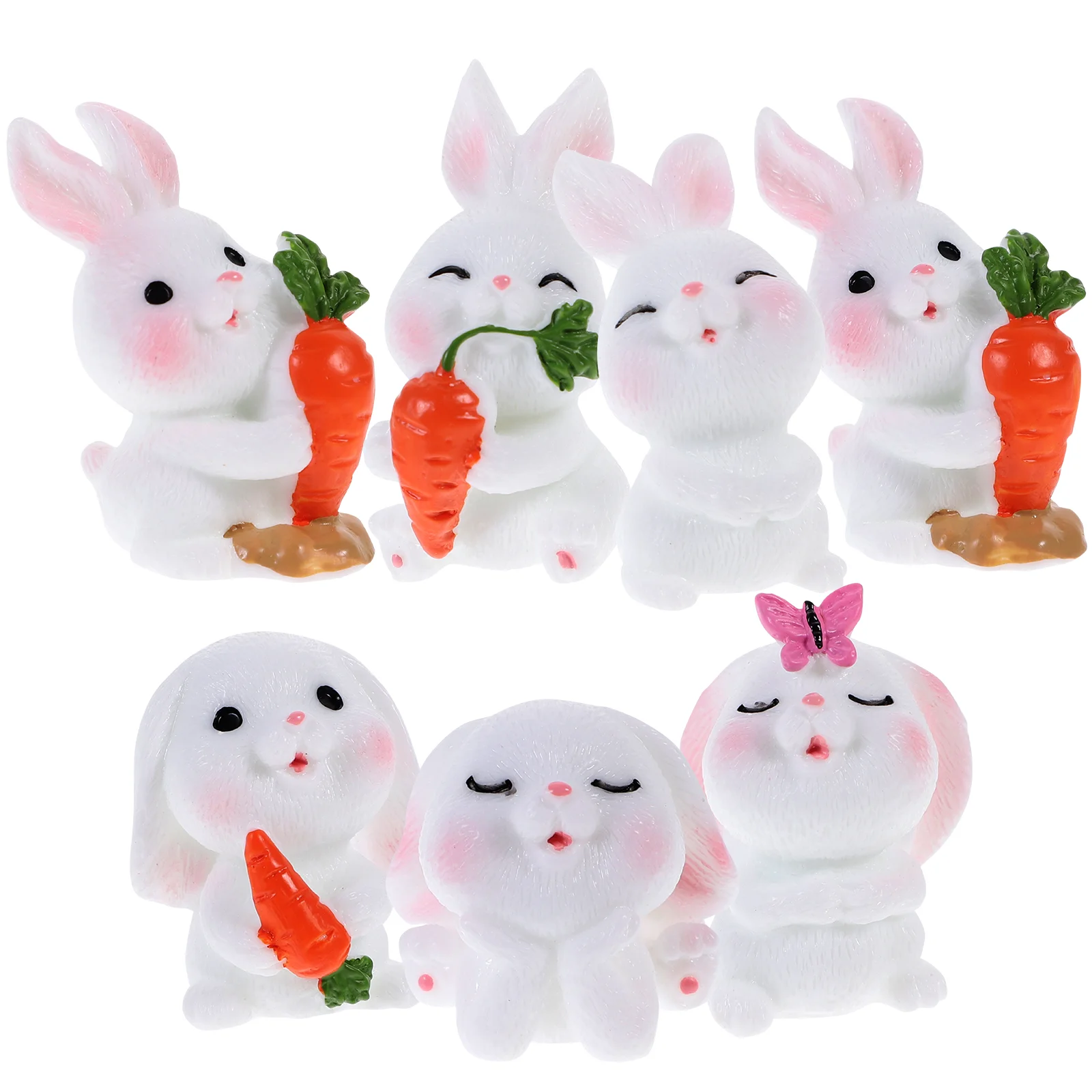 

Bunny Rabbit Figurinesmicro Home Resin Miniature Statues Desktop Cartoonfigurine Landscape Small Zodiac Decorations