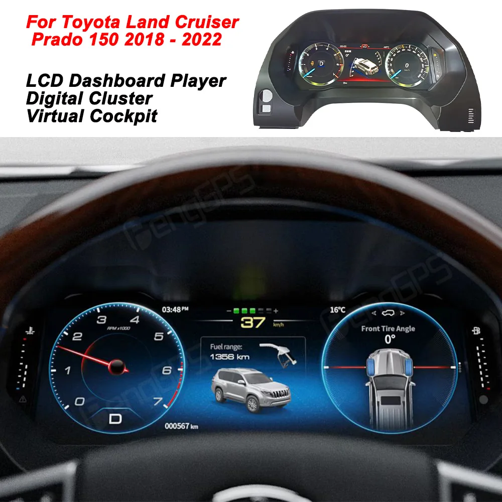 

Для Toyota Land Cruiser Prado 150 2018 - 2022 автомобильный ЖК-приборной панели, цифровой кластер, виртуальный Спидометр в кабине