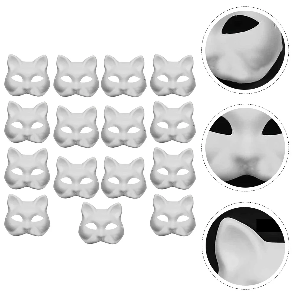 

15 Pcs Pulp Blank Mask Half Face DIY Baby Halloween Outfit Party Paper Costumes Adults Plain Crafts
