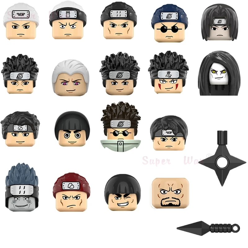 

Новые Фигурки героев мультфильмов Akatsukies Uchihaes Itachies Sasukes Ninjaes, аксессуары для головы, строительные блоки для детей