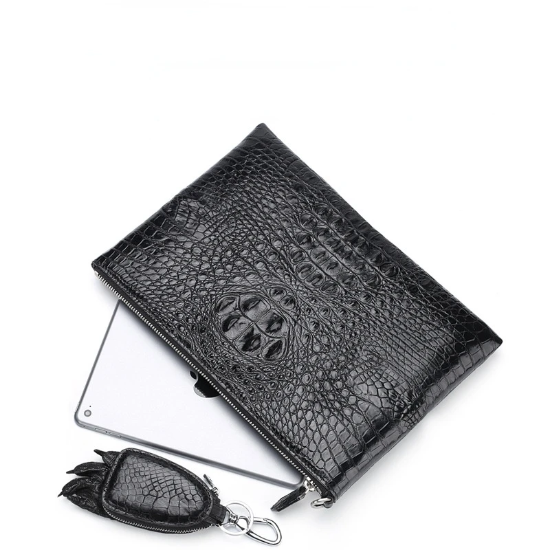 New genuine leather luxury wristlet purse wallet men's business leisure large capacity envelope bag holographic High-quality