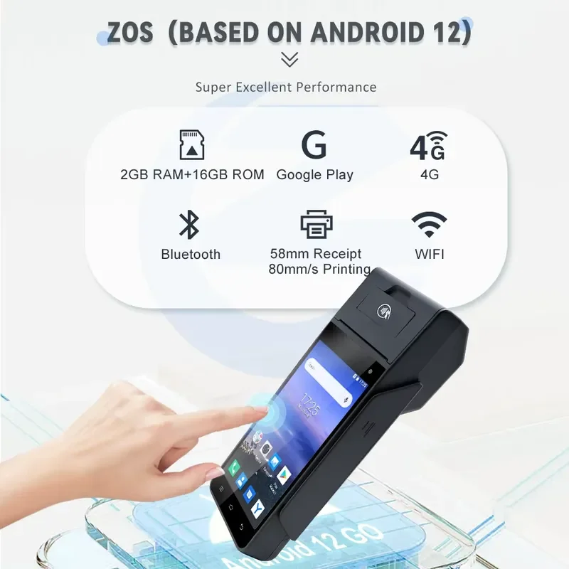 Фото Терминал POS Z90 Supermarket, 6-значный, портативный, 2 ГБ ОЗУ, со встроенным термопринтером, бесплатный SDK, онлайн-заказ еды через POS-систему №3