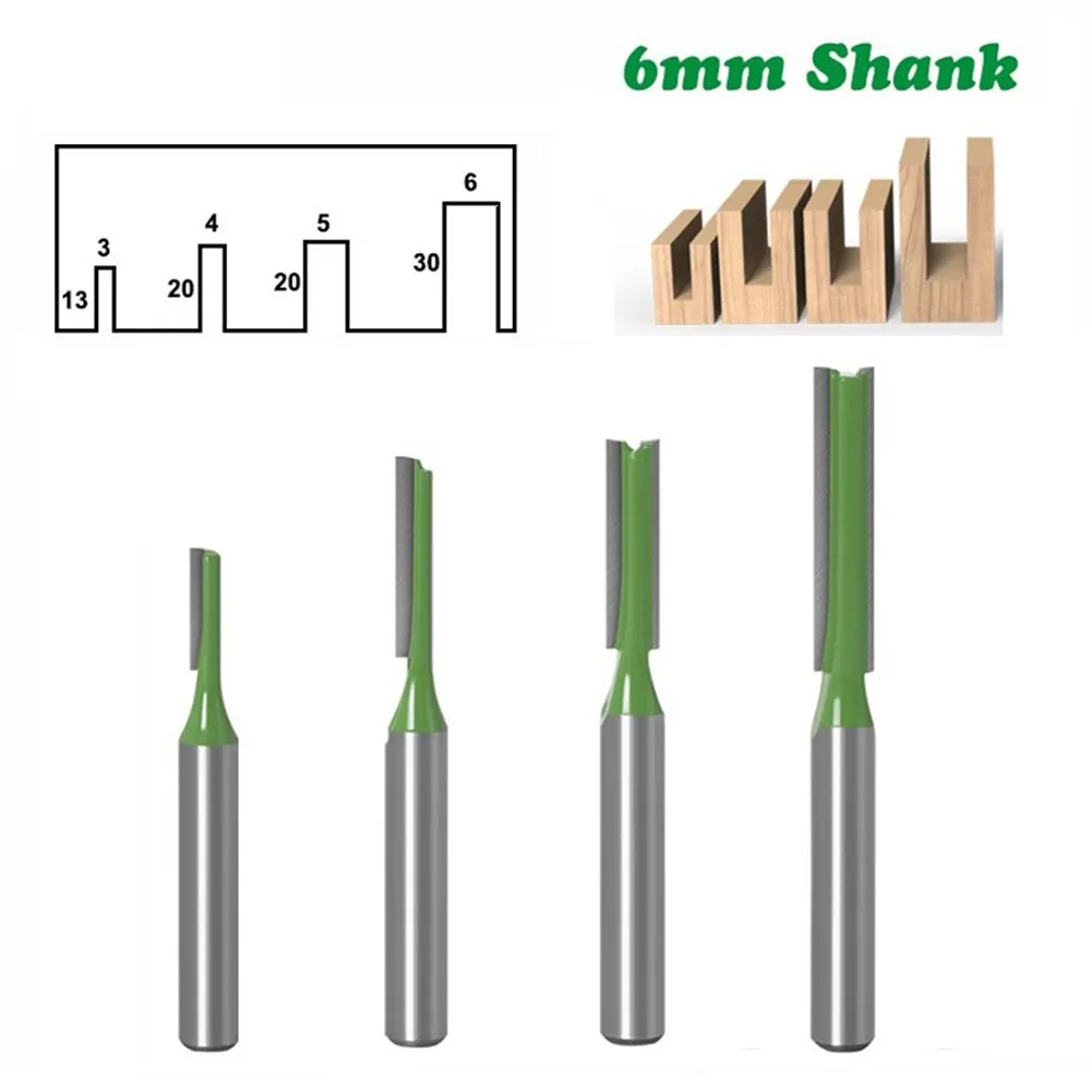 

Wood Cutters Kits Router Bit Indoor Use Accessories Parts Replacement 45# Steel 4pcs 6mm Shank Engraving Flute