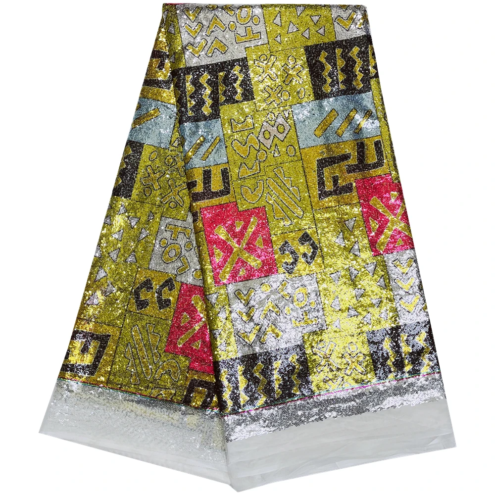 

African Sequin Tulle Net Fabric, Party Dress, Luxury Fashion, 5 Yards