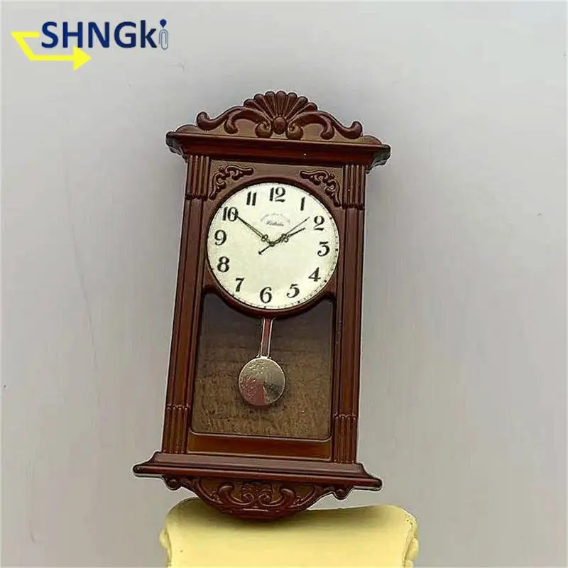1:12 Dollhouse Miniature Retro Wall Clock Play Doll House Miniatura Small Home Decor Accessories Toy Pretend Play Furniture Toy 