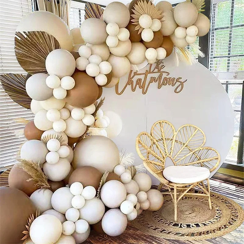 

124pcs Retro Brown Nude Balloons Garland Kit for Jungle Safari Birthday Baby Shower Wedding Themed Party Decorations Supplies