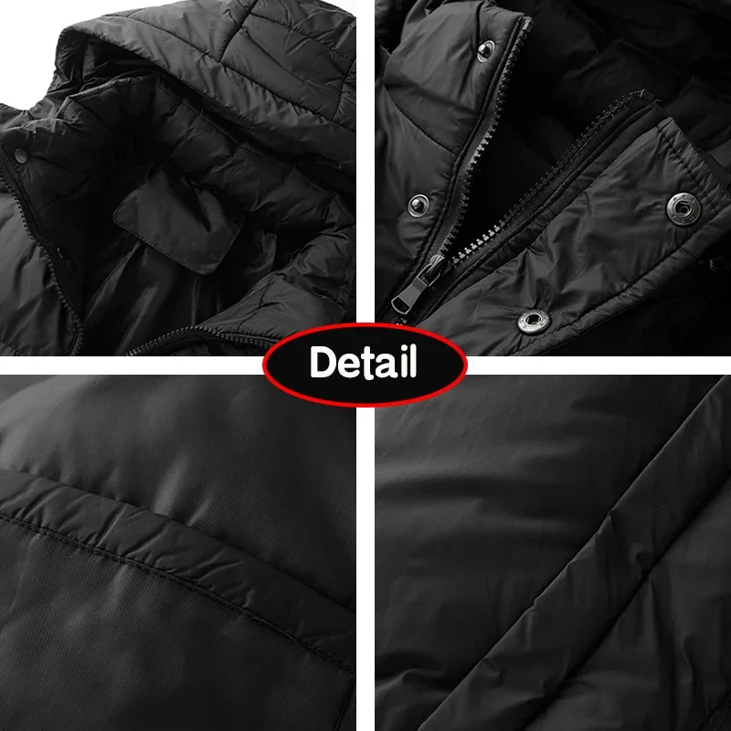 Зимняя мужская флисовая теплая уличная ветрозащитная куртка-парка со съемным