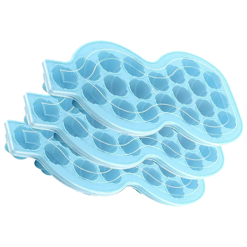 

Лоток для льда с крышкой, легкая силиконовая форма для льда для охлажденного виски, коктейлей и фруктов (3 упаковки розы, синий)