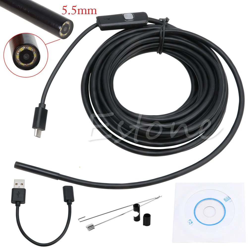 

5.5mm 7mm 1M 2M 5M Endoscope Waterproof Android Inspection Camera Borescope 6LED 40GE