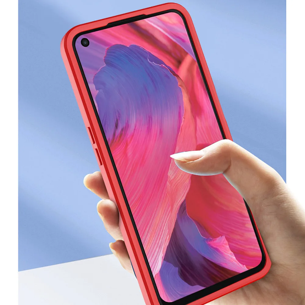 Квадратный чехол из жидкого силикона для телефона Oppo A74 5G 4G A53 A54 A94 Защитная крышка