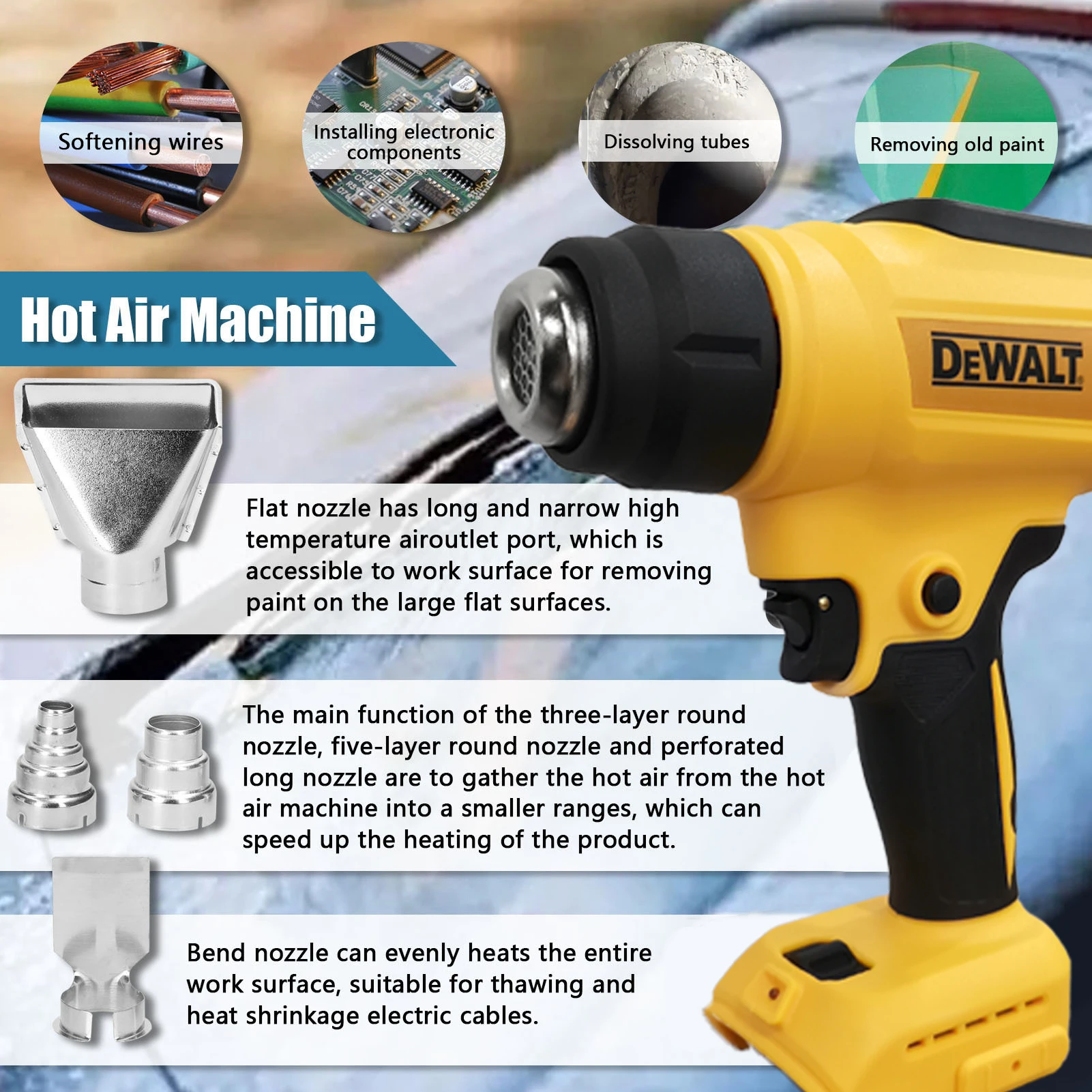 DEWALT Беспроводной термопистолет DCE530 300 Вт Мощный сварочный с функцией